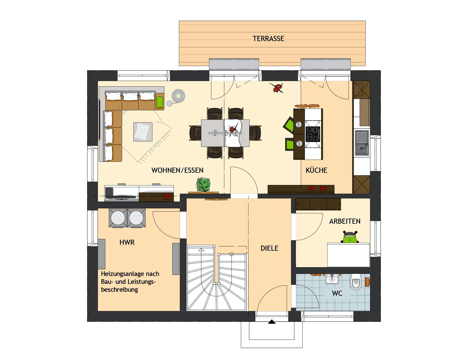 Fertighaus MEDLEY 3.0 110 A S215 von FingerHaus Schlüsselfertig ab 311420€, Satteldach-Klassiker Grundriss 1