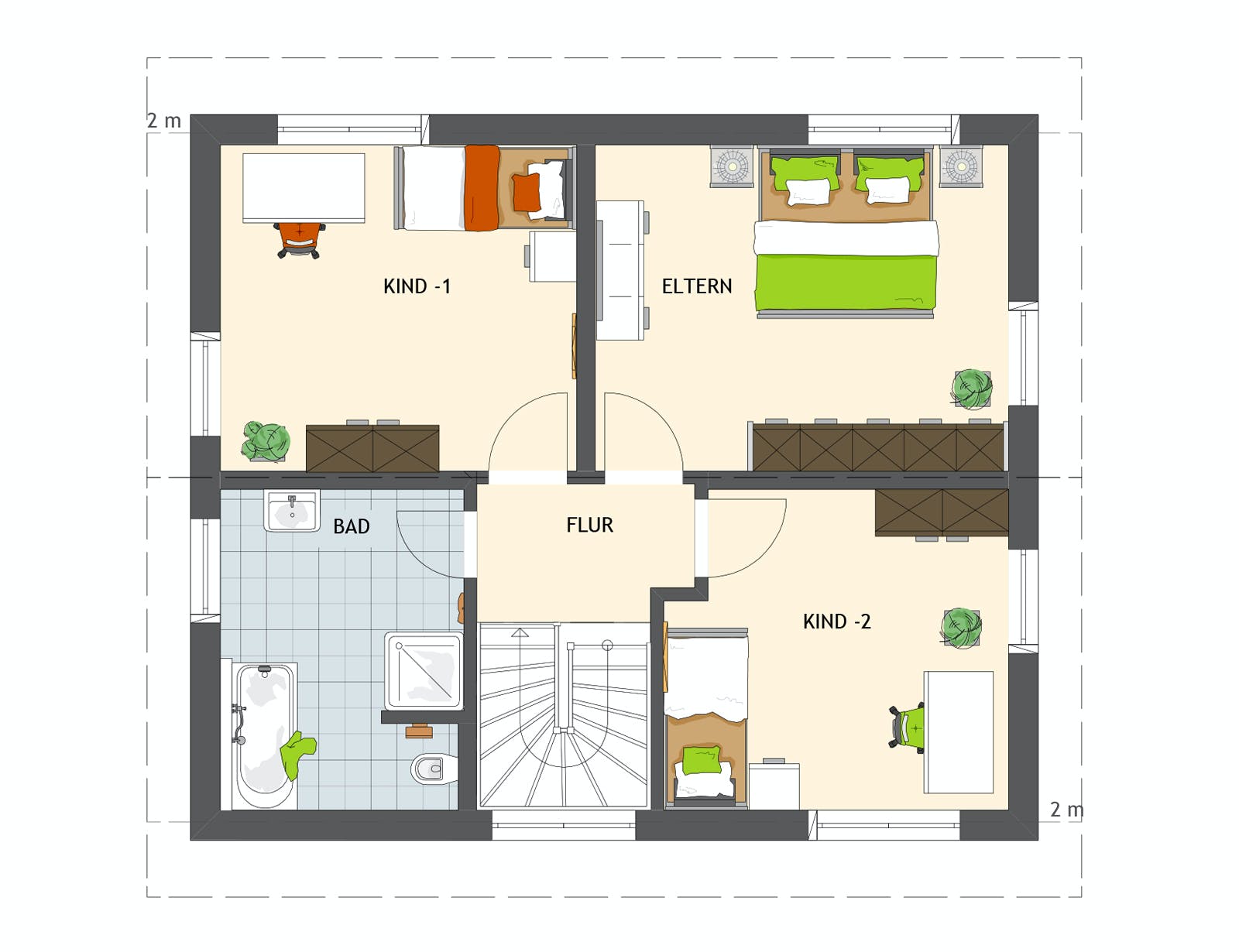 Fertighaus MEDLEY 3.0 110 A S215 von FingerHaus Schlüsselfertig ab 311420€, Satteldach-Klassiker Grundriss 2