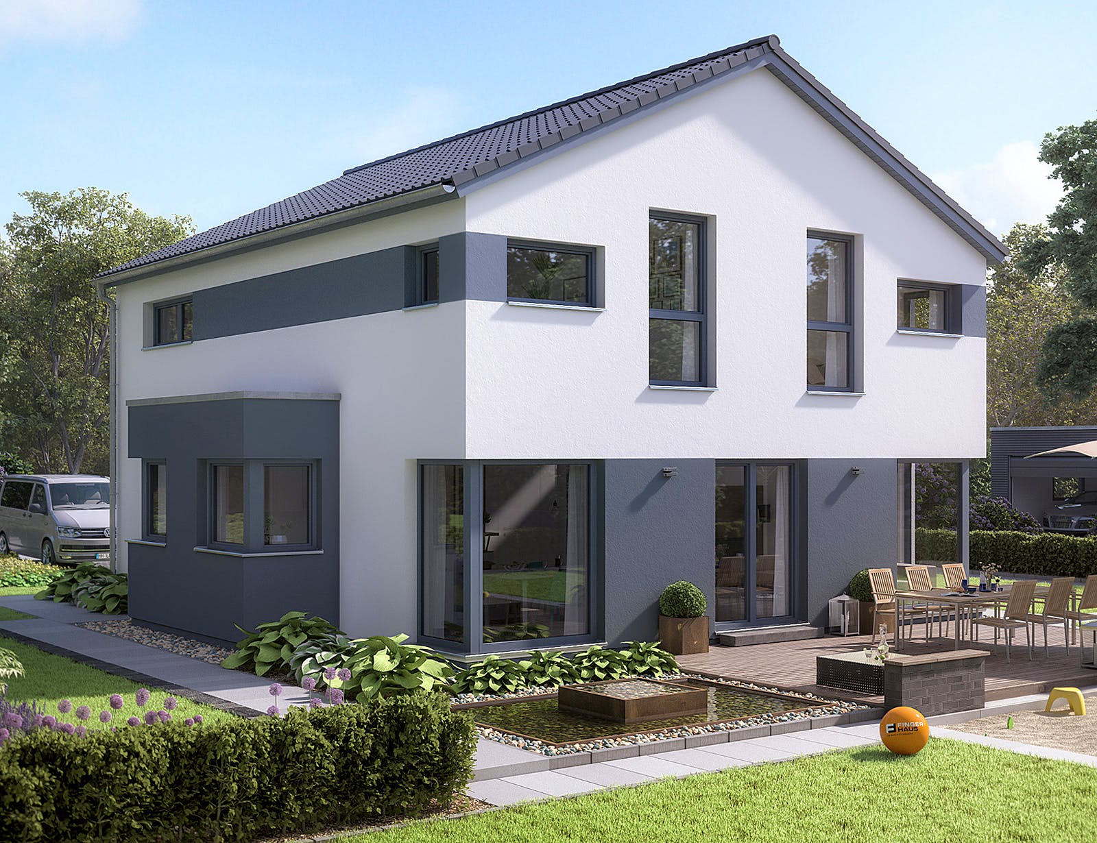 Fertighaus MEDLEY 3.0 300 S215 SE von FingerHaus, Satteldach-Klassiker Außenansicht 1