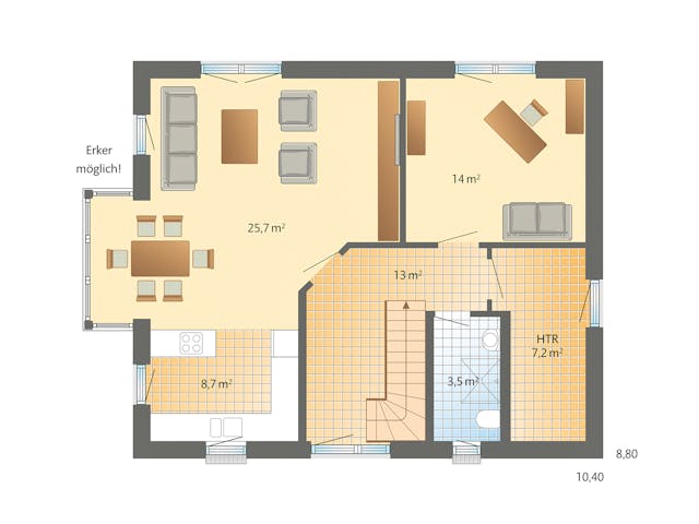 Fertighaus Meierwik von Danhaus Deutschland Schlüsselfertig ab 412305€, Satteldach-Klassiker Grundriss 1