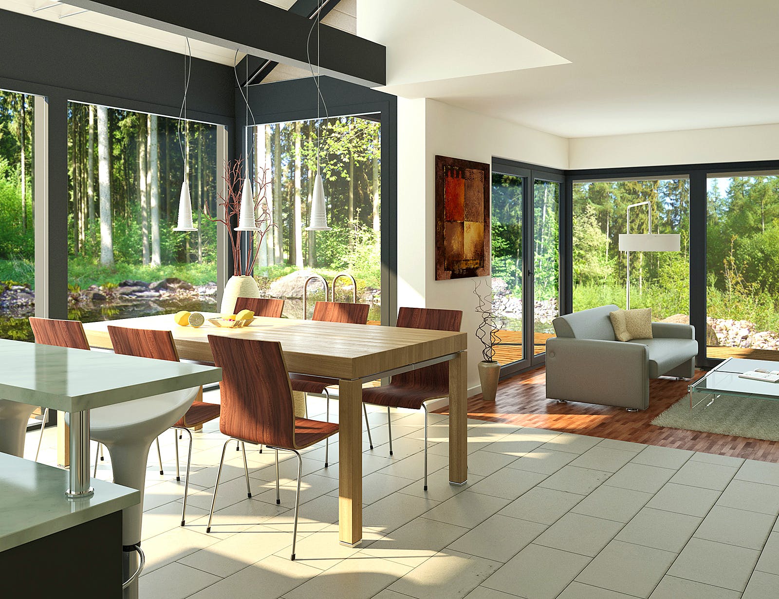Fertighaus LINEAR mit Wintergarten von Meisterstück-HAUS Schlüsselfertig ab 342936€, Satteldach-Klassiker Innenansicht 1
