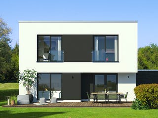 Fertighaus x-black 1 - Bauhaus-Villa mit Garage von Meisterstück-HAUS, Cubushaus Außenansicht 2