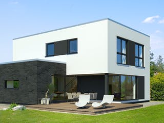 Fertighaus x-black2 - Das Bauhaus-Statement von Meisterstück-HAUS, Cubushaus Außenansicht 1