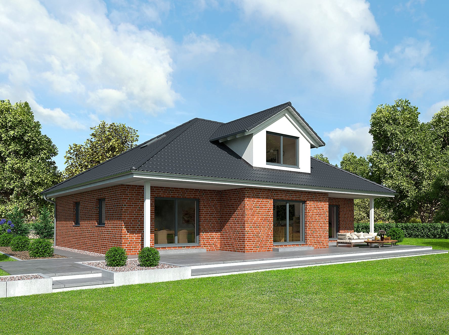 Fertighaus Mayenne von GUSSEK HAUS Schlüsselfertig ab 410000€, Bungalow Außenansicht 1