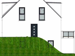 Massivhaus 3FH Version 372 von Grundsteinhaus Schlüsselfertig ab 451700€,  Außenansicht 4
