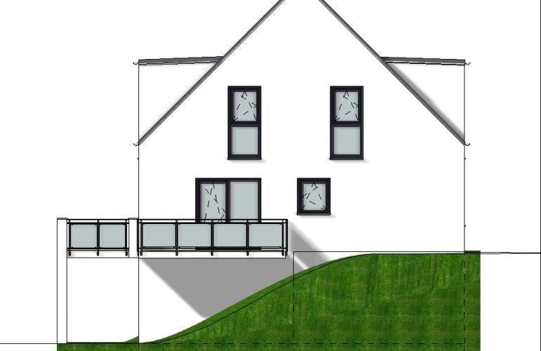 Massivhaus 3FH Version 372 von Grundsteinhaus Schlüsselfertig ab 451700€, Außenansicht 2