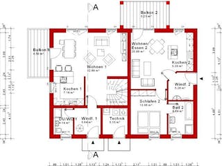 Massivhaus 3FH Version 372 von Grundsteinhaus Schlüsselfertig ab 451700€,  Grundriss 3
