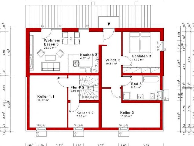 Massivhaus 3FH Version 372 von Grundsteinhaus Schlüsselfertig ab 451700€,  Grundriss 2