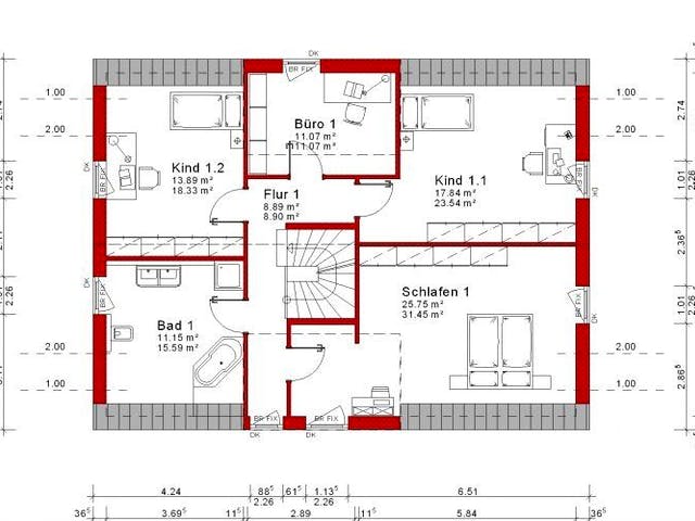 Massivhaus 3FH Version 372 von Grundsteinhaus Schlüsselfertig ab 451700€,  Grundriss 1