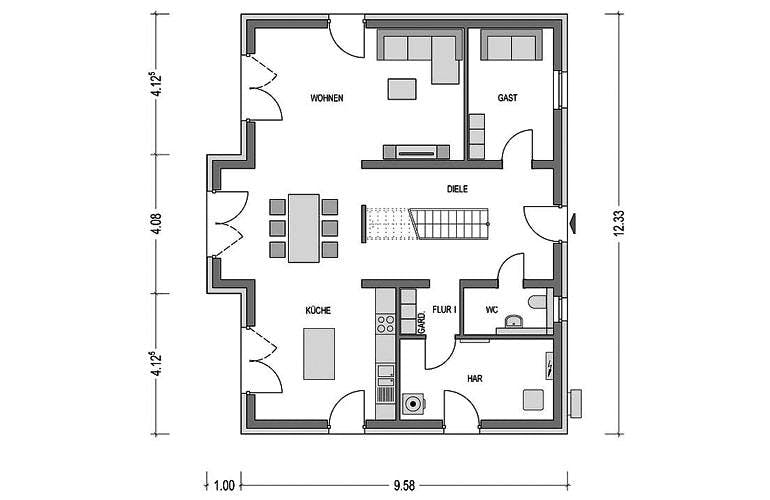 Massivhaus Alto 742 von Heinz von Heiden Schlüsselfertig ab 280945€, Grundriss 1