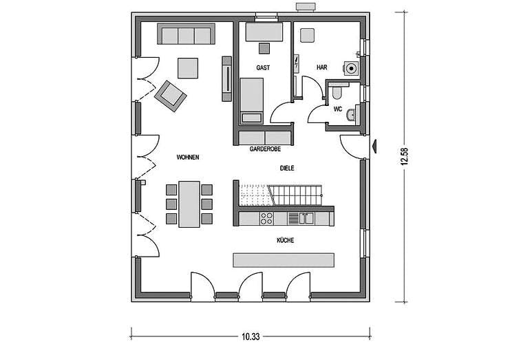 Massivhaus Alto 841 von Heinz von Heiden Schlüsselfertig ab 289110€,  Grundriss 1