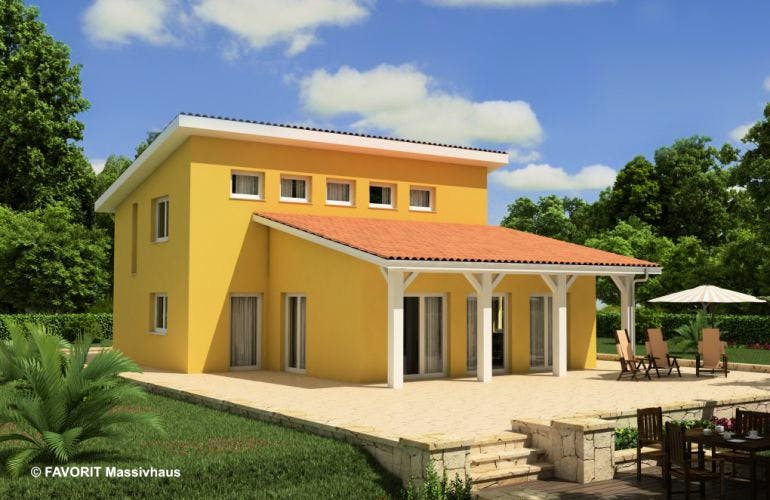 Massivhaus Ambiente 132 von FAVORIT Massivhaus Schlüsselfertig ab 283380€, Stadtvilla Außenansicht 1