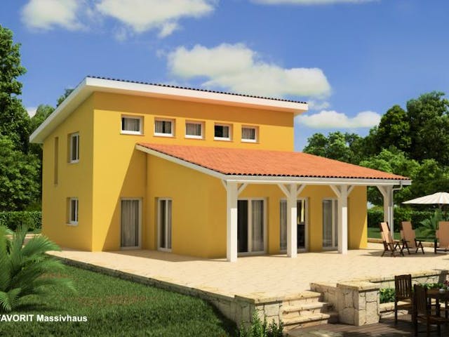 Massivhaus Ambiente 132 von FAVORIT Massivhaus Schlüsselfertig ab 283380€, Stadtvilla Außenansicht 1
