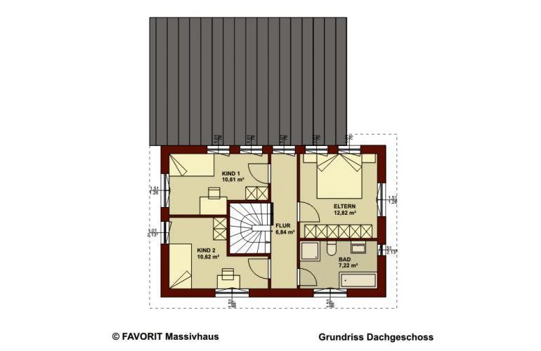 Massivhaus Ambiente 132 von FAVORIT Massivhaus Schlüsselfertig ab 283380€, Stadtvilla Grundriss 1
