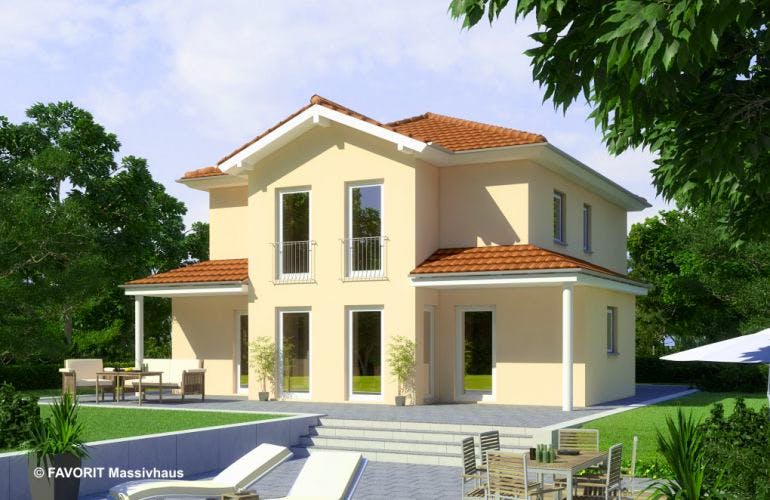Massivhaus Ambiente 135 von FAVORIT Massivhaus Schlüsselfertig ab 285650€, Stadtvilla Außenansicht 1