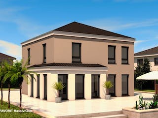Massivhaus Ambiente 141 von FAVORIT Massivhaus (alt) Schlüsselfertig ab 276570€, Stadtvilla Außenansicht 1