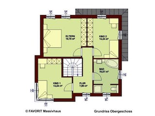 Massivhaus Ambiente 141 von FAVORIT Massivhaus (alt) Schlüsselfertig ab 276570€, Stadtvilla Grundriss 1