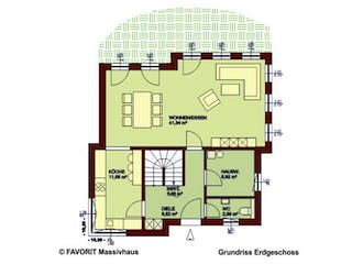 Massivhaus Ambiente 141 von FAVORIT Massivhaus (alt) Schlüsselfertig ab 276570€, Stadtvilla Grundriss 2
