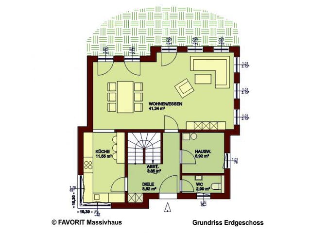 Massivhaus Ambiente 141 (inactive) von FAVORIT Massivhaus Schlüsselfertig ab 276570€, Stadtvilla Grundriss 2