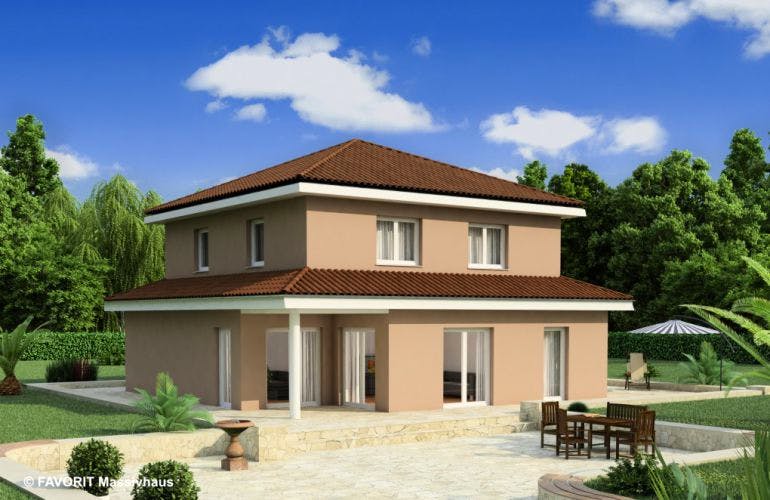 Massivhaus Ambiente 145 von FAVORIT Massivhaus Schlüsselfertig ab 356750€, Stadtvilla Außenansicht 1