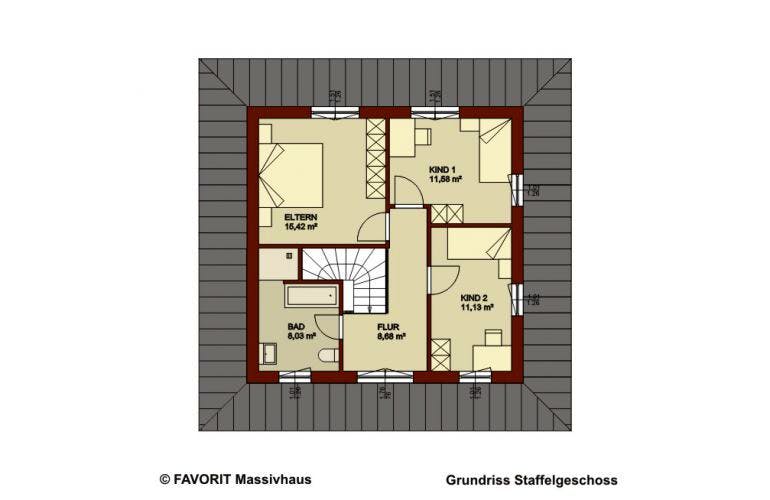 Massivhaus Ambiente 145 von FAVORIT Massivhaus Schlüsselfertig ab 356750€, Stadtvilla Grundriss 2