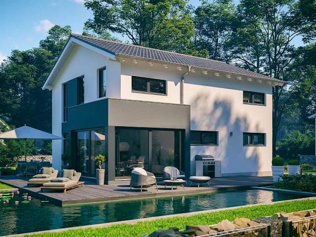 Massivhaus ARCHITEKTENHAUS ALLEA von Kern-Haus Chemnitz Schlüsselfertig ab 365900€, Satteldach-Klassiker Außenansicht 1