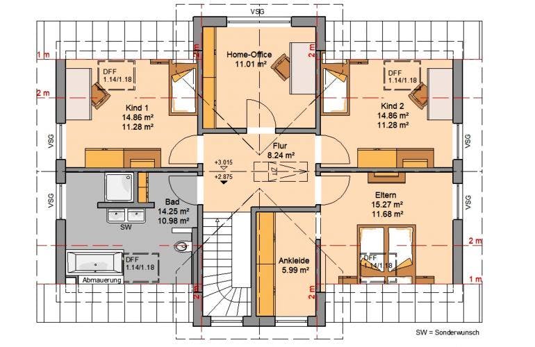 Massivhaus ARCHITEKTENHAUS AURA von KHC Bauträger Schlüsselfertig ab 320900€, Grundriss 1