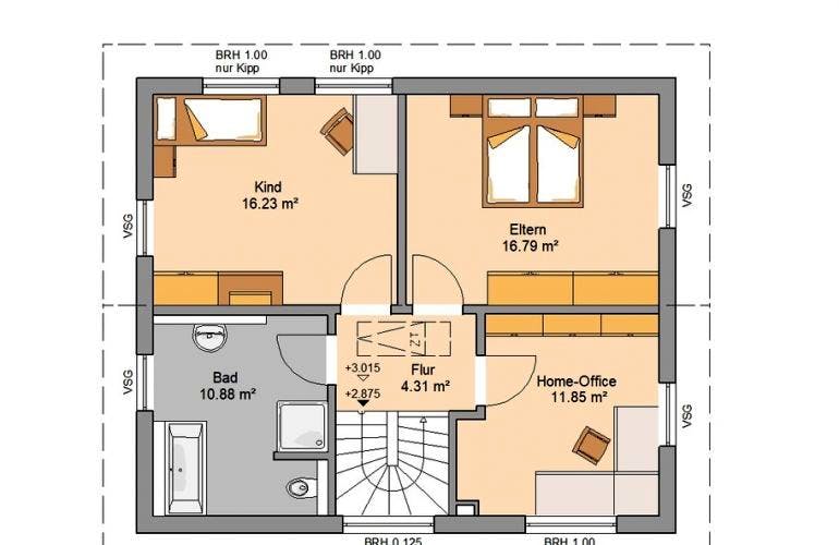 Massivhaus ARCHITEKTENHAUS CARA von KHC Bauträger Schlüsselfertig ab 255900€, Grundriss 1