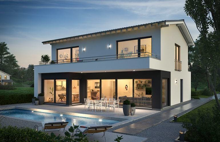 Massivhaus ARCHITEKTENHAUS ELEA von KHC Bauträger Schlüsselfertig ab 409900€, Außenansicht 2