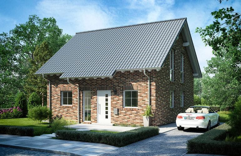 Massivhaus ARCHITEKTENHAUS ESPRIT KLINKER von KHC Bauträger Schlüsselfertig ab 383900€, Außenansicht 1