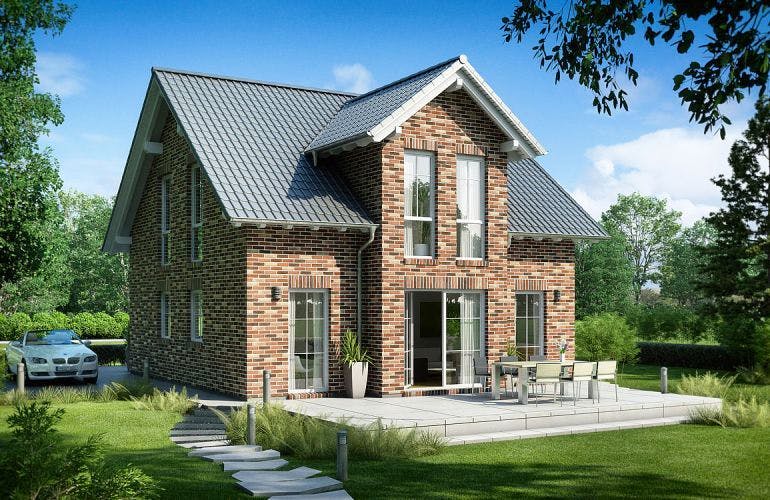 Massivhaus ARCHITEKTENHAUS ESPRIT KLINKER von KHC Bauträger Schlüsselfertig ab 383900€, Außenansicht 2