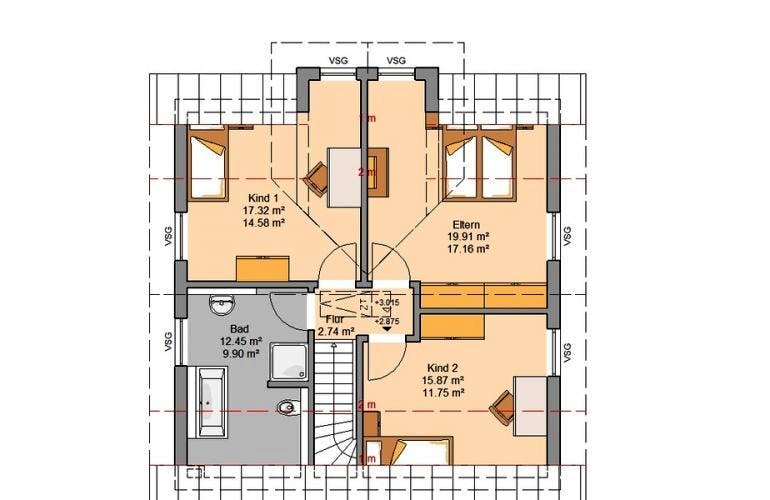 Massivhaus ARCHITEKTENHAUS ESPRIT KLINKER von KHC Bauträger Schlüsselfertig ab 383900€, Grundriss 1