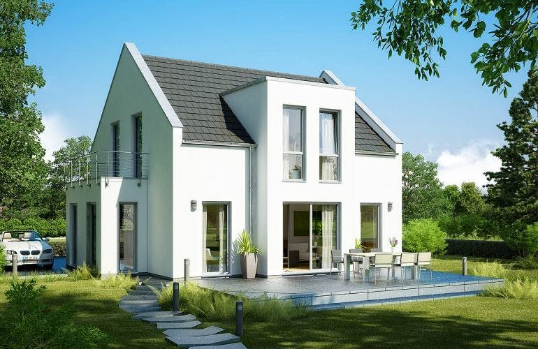 Massivhaus ARCHITEKTENHAUS ESPRIT TRENDLINE von KHC Bauträger Schlüsselfertig ab 377900€, Außenansicht 1