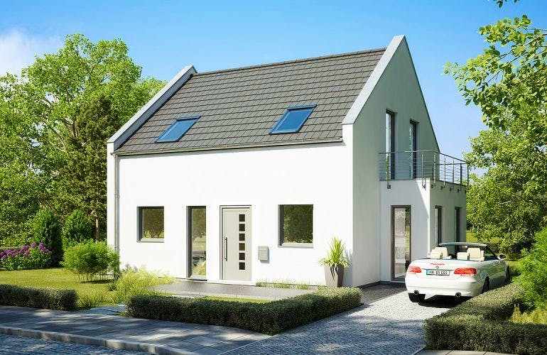 Massivhaus ARCHITEKTENHAUS ESPRIT TRENDLINE von KHC Bauträger Schlüsselfertig ab 377900€, Außenansicht 2
