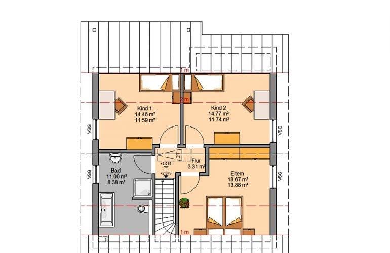 Massivhaus ARCHITEKTENHAUS JANO von KHC Bauträger Schlüsselfertig ab 262900€, Grundriss 1