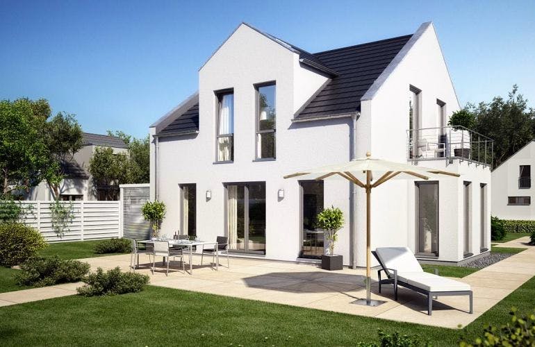 Massivhaus ARCHITEKTENHAUS KOMFORT TRENDLINE von KHC Bauträger Schlüsselfertig ab 278900€, Außenansicht 2