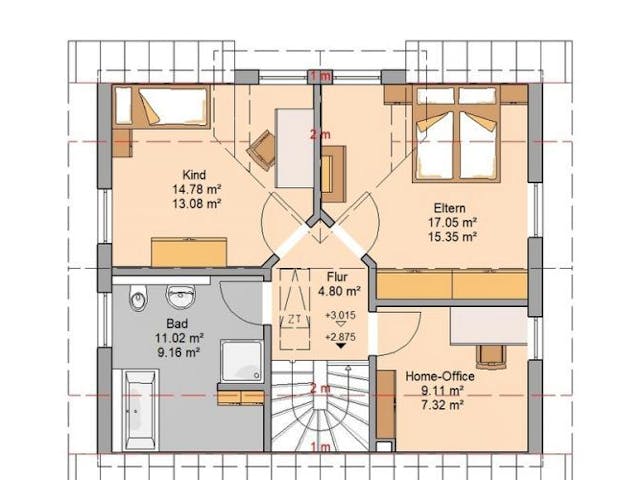 Massivhaus ARCHITEKTENHAUS LOOP PLUS von Kern-Haus Chemnitz Schlüsselfertig ab 285900€, Satteldach-Klassiker Grundriss 1