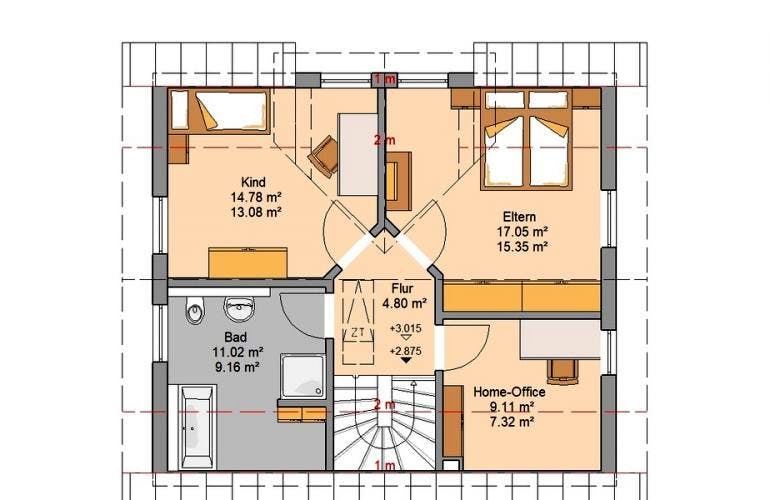 Massivhaus ARCHITEKTENHAUS LOOP PLUS von KHC Bauträger Schlüsselfertig ab 241900€, Grundriss 1