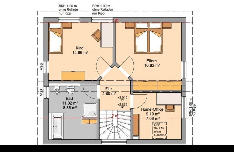 Massivhaus ARCHITEKTENHAUS LOOP PULT von KHC Bauträger Schlüsselfertig ab 327900€, Grundriss 1