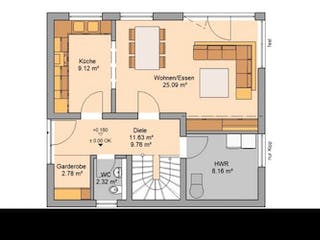Massivhaus ARCHITEKTENHAUS LOOP PULT von Kern-Haus Chemnitz Schlüsselfertig ab 297900€, Pultdachhaus Grundriss 2