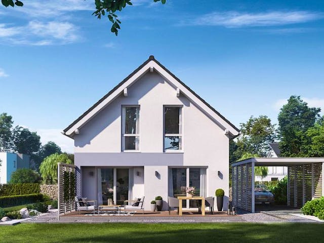 Massivhaus ARCHITEKTENHAUS LOU von Kern-Haus Chemnitz Schlüsselfertig ab 284900€, Satteldach-Klassiker Außenansicht 1