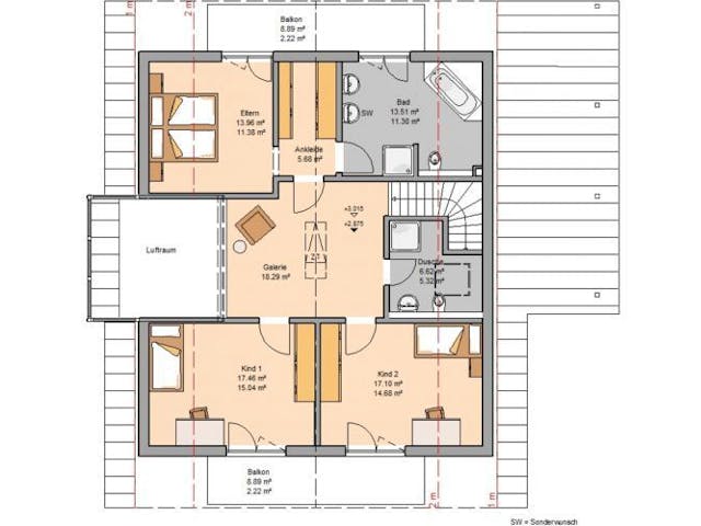 Massivhaus ARCHITEKTENHAUS LUCE von Kern-Haus Chemnitz Schlüsselfertig ab 562900€, Satteldach-Klassiker Grundriss 1 Massivhaus ARCHITEKTENHAUS LUCE von Kern-Haus Chemnitz Schlüsselfertig ab 562900€, Satteldach-Klassiker Grundriss 1