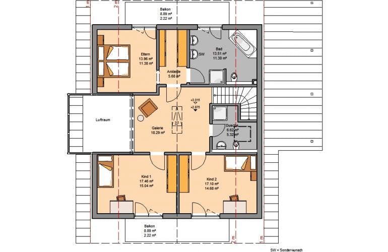 Massivhaus ARCHITEKTENHAUS LUCE von KHC Bauträger Schlüsselfertig ab 439900€, Grundriss 1
