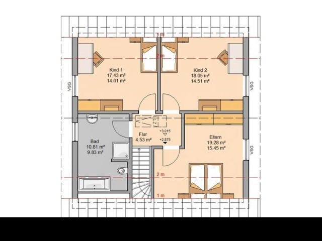 Massivhaus ARCHITEKTENHAUS LUNA von Kern-Haus Chemnitz Schlüsselfertig ab 313900€, Satteldach-Klassiker Grundriss 1