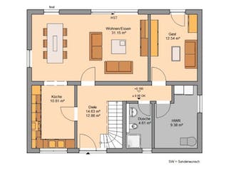 Massivhaus ARCHITEKTENHAUS SIGNUM von Kern-Haus Chemnitz Schlüsselfertig ab 343900€, Satteldach-Klassiker Grundriss 2
