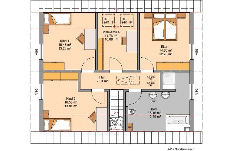 Massivhaus ARCHITEKTENHAUS SIGNUM von KHC Bauträger Schlüsselfertig ab 292900€, Grundriss 1