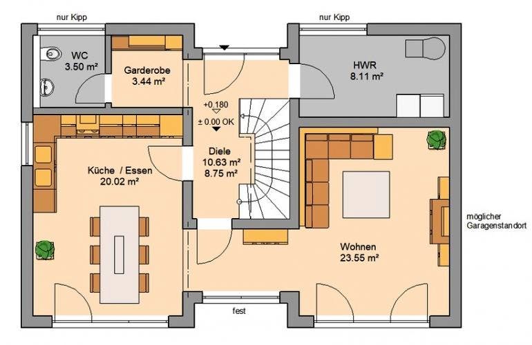 Massivhaus ARCHITEKTENHAUS VIO von KHC Bauträger Schlüsselfertig ab 378900€, Grundriss 1