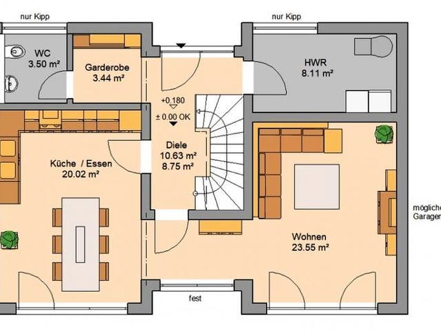 Massivhaus ARCHITEKTENHAUS VIO von KHC Bauträger Schlüsselfertig ab 378900€,  Grundriss 1