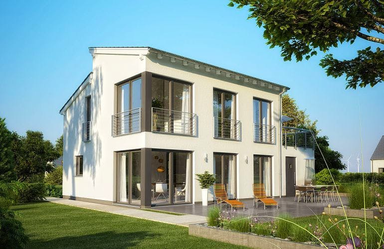 Massivhaus ARCHITEKTENHAUS VISION PLUS von KHC Bauträger Schlüsselfertig ab 358900€, Stadtvilla Außenansicht 2