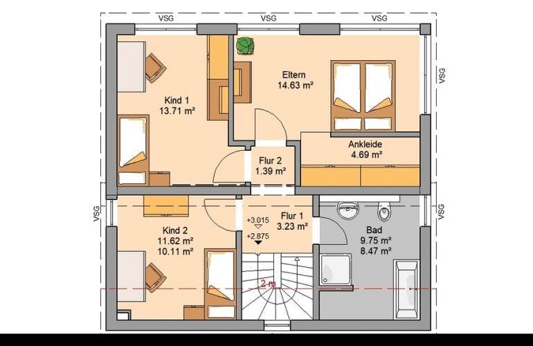 Massivhaus ARCHITEKTENHAUS VISION PLUS von KHC Bauträger Schlüsselfertig ab 358900€, Stadtvilla Grundriss 1